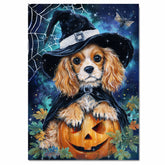 Halloween Cocker Spaniel Puppy Wall Art Canvas Print for Pet Lovers Seasonal Home Bedroom Office and Entryway Decor on Ready to Hang 1.5" Thick Canvas Wrap, Floating Framed Canvas, Flat Rolled Canvas